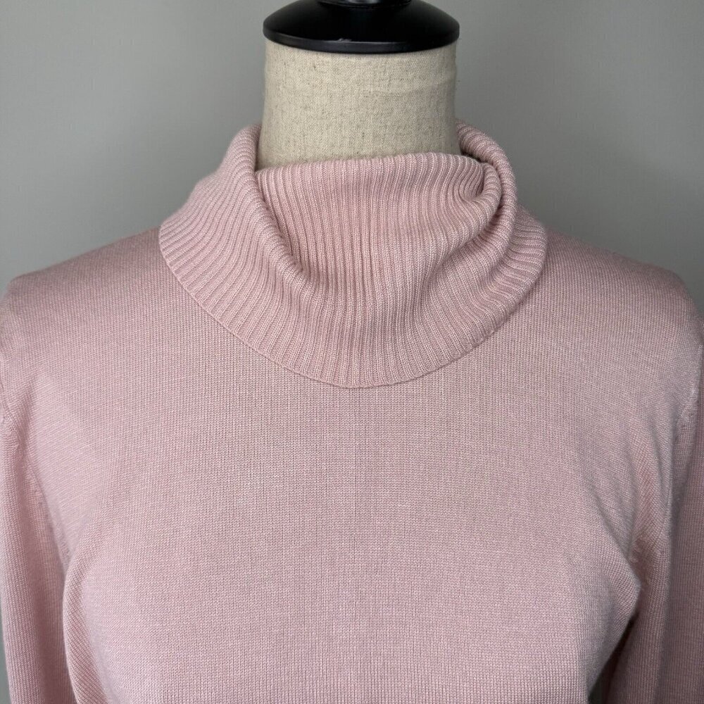 Cupio Pink Turtleneck Women’s Top Sz M Button Sleeves Comfy Soft - Picture 3 of 8